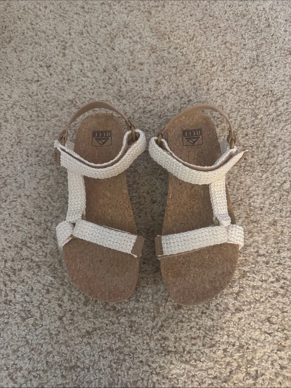 Reef Cream Woven Strap Cork Sandals